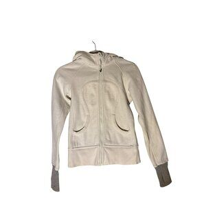 Lululemon White Scuba Hoodie Thick Cotton Fleece Full-Zip Jacket Size 2